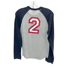 Hollister Mens Raglan Long Sleeve Shirt Gray Navy Blue Cal Graphic Y2K Small