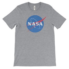 NASA T-Shirt. Large Logo. Cotton Tee on Black White or Gray. Space Astronaut NEW