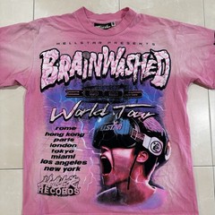 Hellstar T Shirt Men’s Large Brainwashed Pink AOP Skate Grunge Punk Y2K 3005