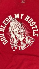 RUFNEK GOD Bless My hustle Mens T SHIRT Red SM B4