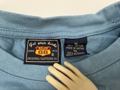 Vintage 90s Blank Shirt XL Oversize Minimal Slate Blue Midweight Cotton Route 66