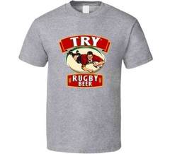Try Rugby Beer Football Sports Drink Famous Sports Retro Style T Shirt