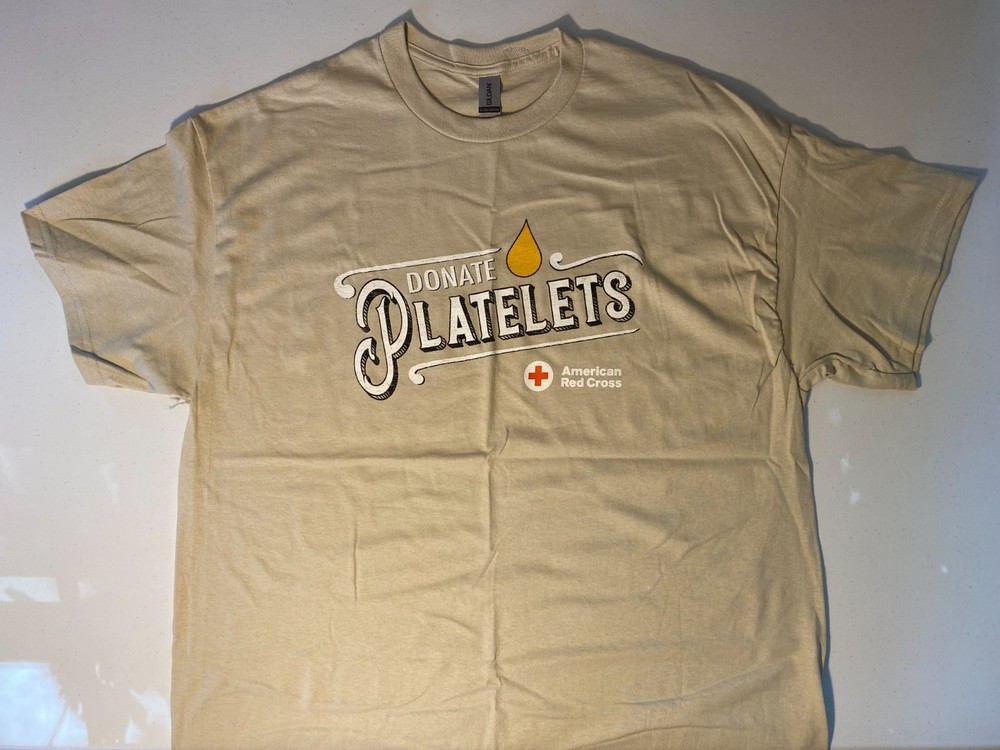 American Red Cross Beige Donate Platelets XL T-Shirt – Blood Donor Shirt