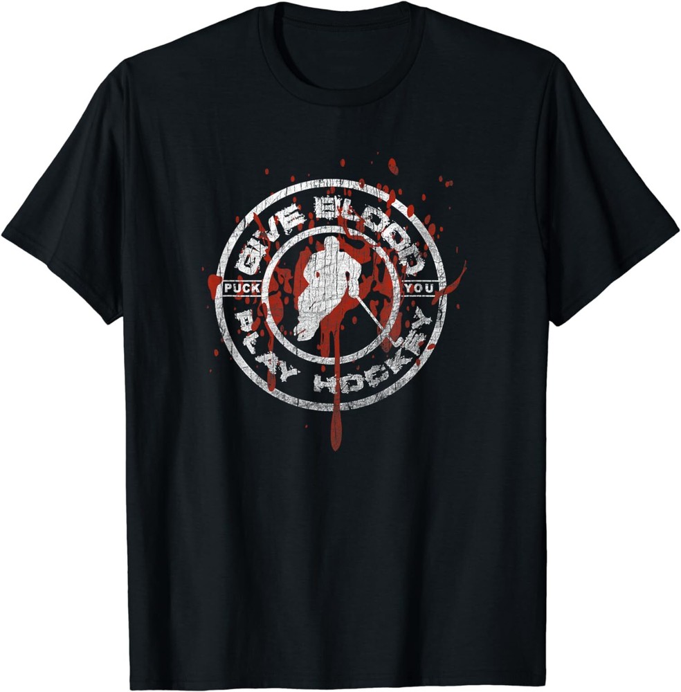 NEW LIMITED Give Blood Play Hockey Ice Hockey Player T-Shirt