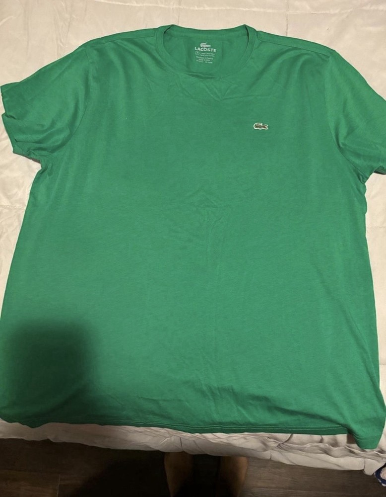 Mens Lacoste Green Pima Cotton Jersey Crew Neck Short Sleeve