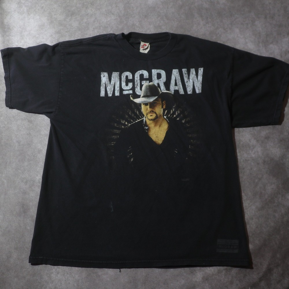 Alstyle Tim McGraw 2008 Tour T-Shirt Mens XL Black Good Live Your Voice Graphic