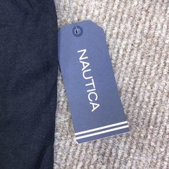 Nautica Shirt Mens Medium Navy Big Logo Flags Graphic Tee Tagless Nautical