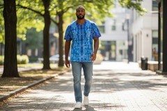 Hand Tie Dyed Men’s V Neck T Shirt Size XL CSG 100% Cotton OOAK