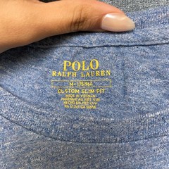 Polo Ralph Lauren Custom Slim Fit Shirt Mens Medium Blue Logo Crew Neck Comfort