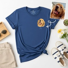 Custom Watercolor Pet Face Comfort Tee Personalized Pet Portrait Dog Cat Lover