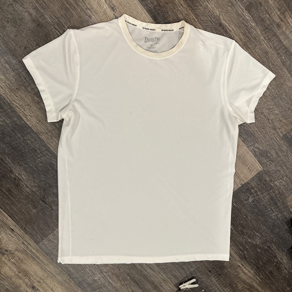 Duluth Trading Co. Diamond Knit Wicking Go Buck Naked White T-shirt XLarge