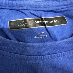 Greg Norman T-Shirt Mens Size M Blue Pocket Shark Logo Short Sleeve Casual Golf
