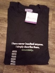 Profound Sass XL “I Have Never Insulted Anyone” Charcoal T-shirt Sassy Sayings