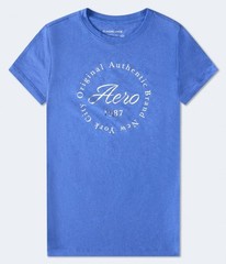 Aeropostale Aero Circle Foil Graphic Tee Women’s S Blue Slim Fit Crew Style 7161