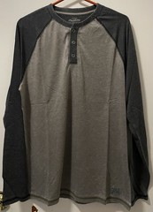 Flag & Anthem Men’s Two-Tone Henley Neck Shirt Long Sleeve Olive Charcoal Medium