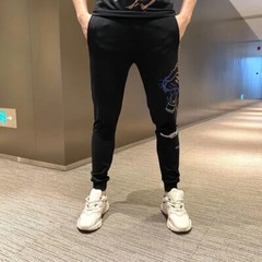 New Men Hot Drilling Fashion Tiger Rhinestone Summer Luxury Two-Piece Tracksuit