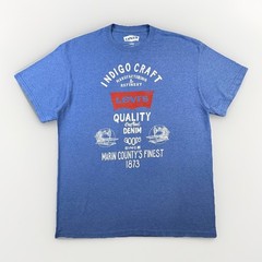 Levis Indigo Craft Graphic T Shirt Mens Large Blue Logo Casual Tee -602
