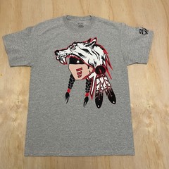 Men’s Native American Warrior Gray Short Sleeve T-Shirt Adult M Straight Arrow*
