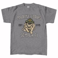 U.S. Marines USMC Retro Bulldog Mascot Short Sleeve T-Shirt NEW Fast Free Ship