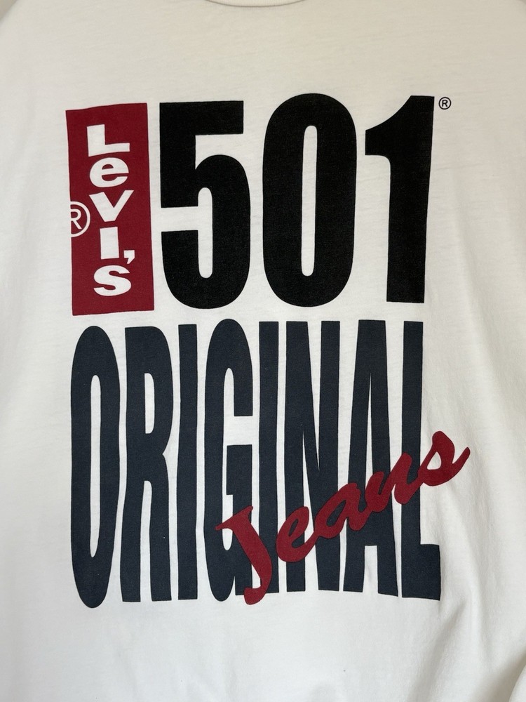 AUTHENTIC LEVI’S 501 Original Jeans T SHIRT Soft Loved Super Rare