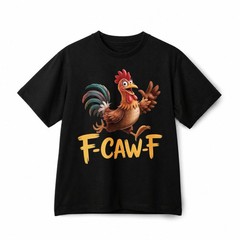 Funny Cartoon Running Rooster F‑CAW‑F Retro Graphic Cotton T‑Shirt Unisex