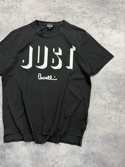 Roberto Just Cavalli T-Shirt Designer Tee Y2K Hype Big Logo Men’s Black Rare M