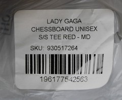Lady Gaga Unisex Adult’s Chessboard Short Sleeve T-Shirt EJ3 Red Medium NWT