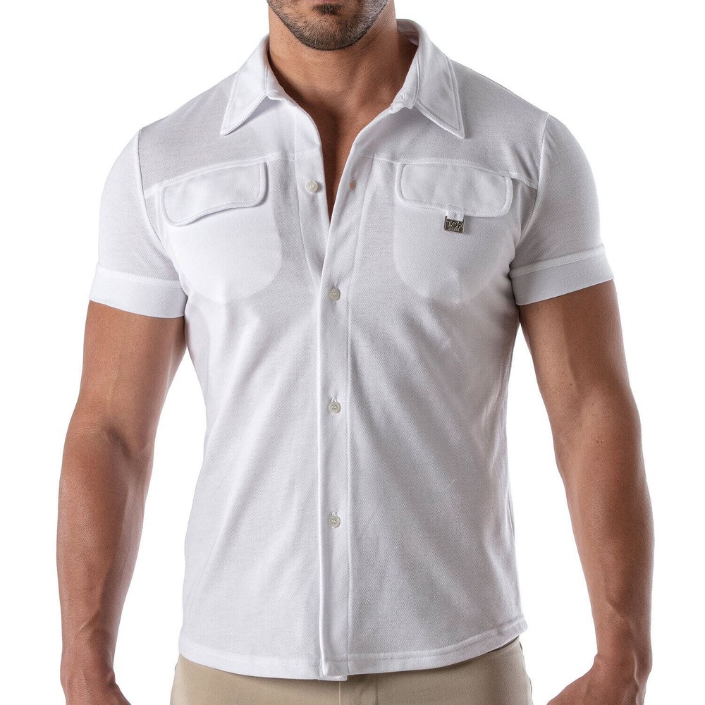 TOF PARIS T-Shirts Short-Sleeved Cotton Pique Shirt White 33
