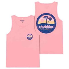 chubbies Men’s Graphic Tank Top Muscle Logo Tropical Beach Preppy Medium Coral