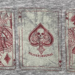 VTG Y2K Lucky Brand Venice Burnout Graphic T-Shirt Men’s M Gray Skull Poker Card