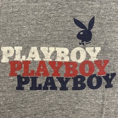 Single Stitch Vintage Playboy T-Shirt Gray Made USA RED WHITE BLUE