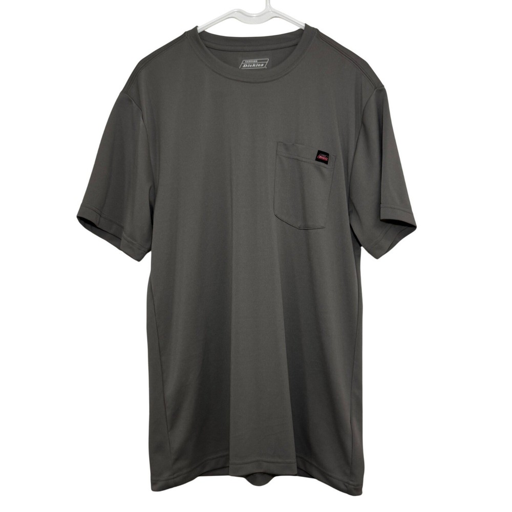 Genuine Dickies Mens Gray Short Sleeve Pocket Work Shirt Performance Tee Medium