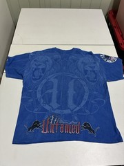 Untamed Lion Shirt XL Blue Y2K Grunge AOP Skater Streetwear Cyberpunk MMA Tapout