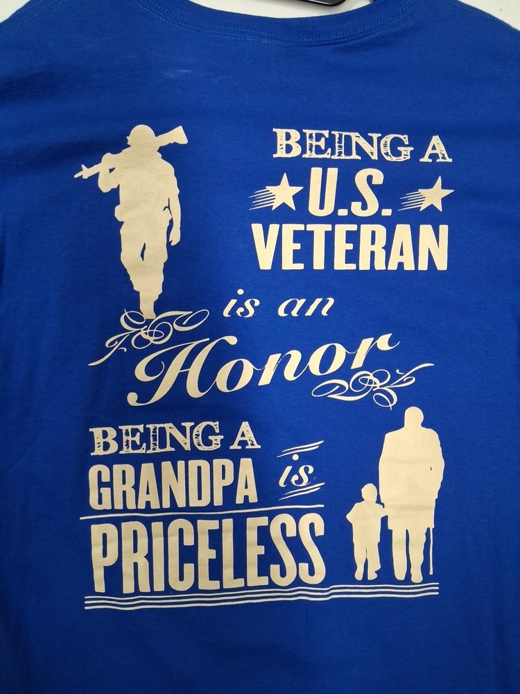 Veteran Shirt, Being a Veteran Is an Honor Being a Grandpa Is a Priceless size L