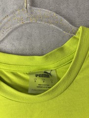 Puma Hoops Basketball Tee Neon Yellow Graphic Athletic Shirt Mens Small