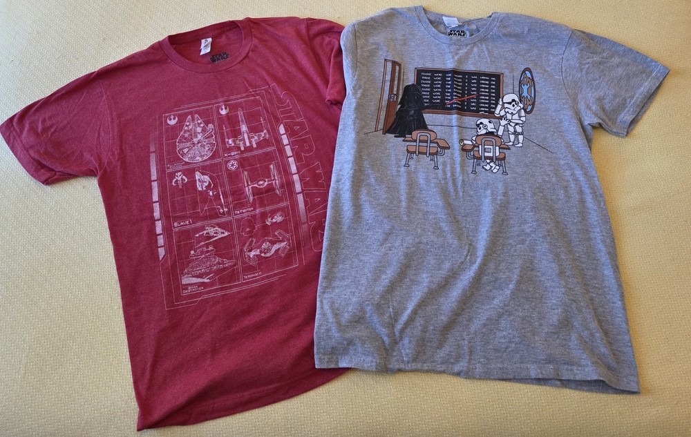 Star Wars/Lucasfilm Two (2) “Medium” T-Shirts – (Darth Vader & Ship Schematics)