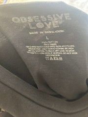 2000s Obsessive Love Men’s Black Graphic Print Crew Neck Short Sleeve T-Shirt L