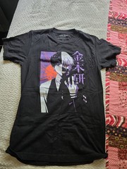 Tokyo Ghoul Shirt Mens M Kaneki Split Face Shirt Adult Black Purple