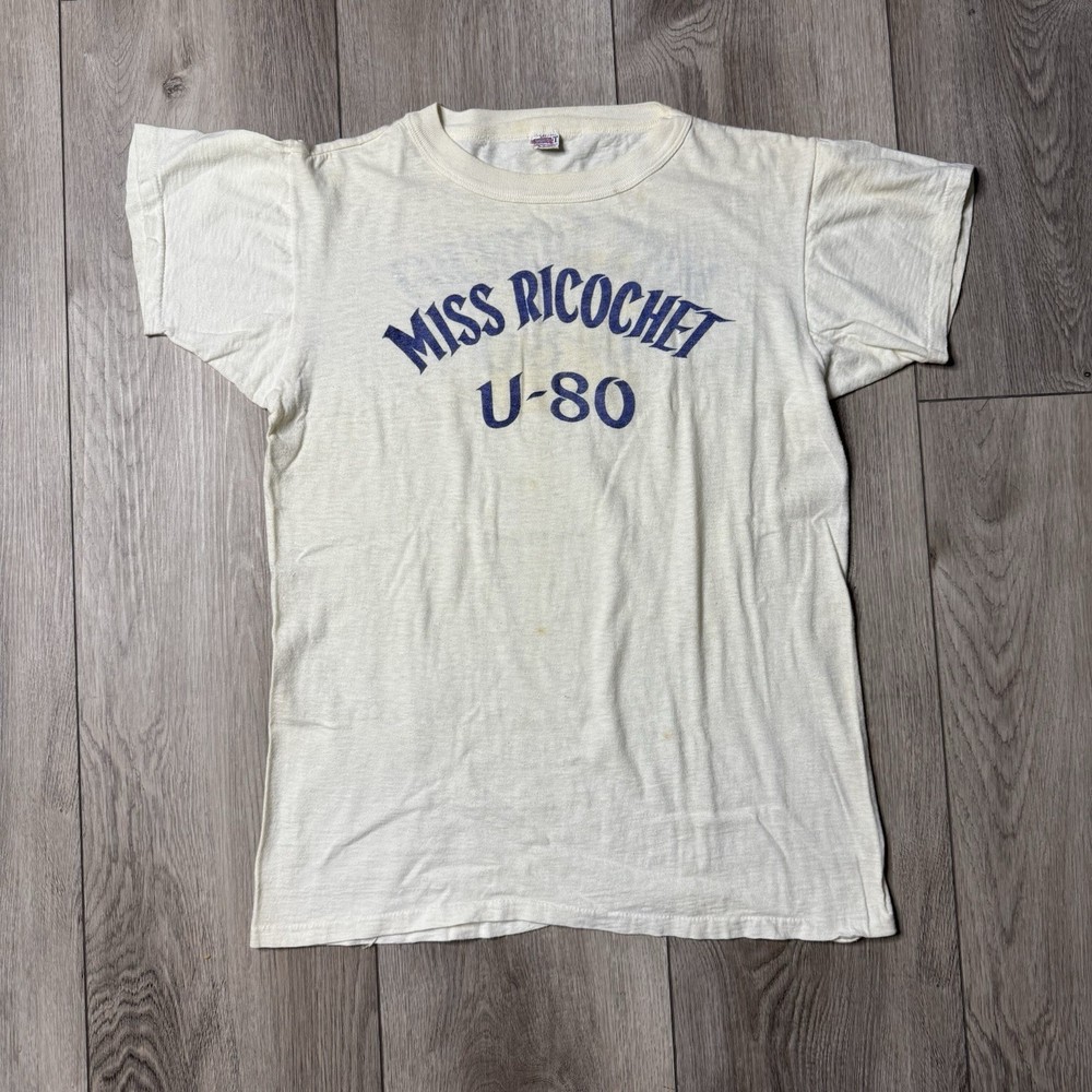 VTG 50s 60s Hydroplane Boat Racing Detroit MI Ricky’s T Shirt Miss Ricochet U-80