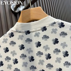 Men’s Floral Print Short Sleeve Cotton T-Shirt Casual Retro Round Neck Tee