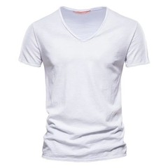 Men’s 100% Cotton V-Neck T-Shirt Slim Fit Short Sleeve Tee