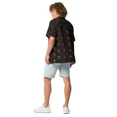 Crimson Mourning Button-Up Shirt Dark Resort Wear Occult Horror Skull Shirt