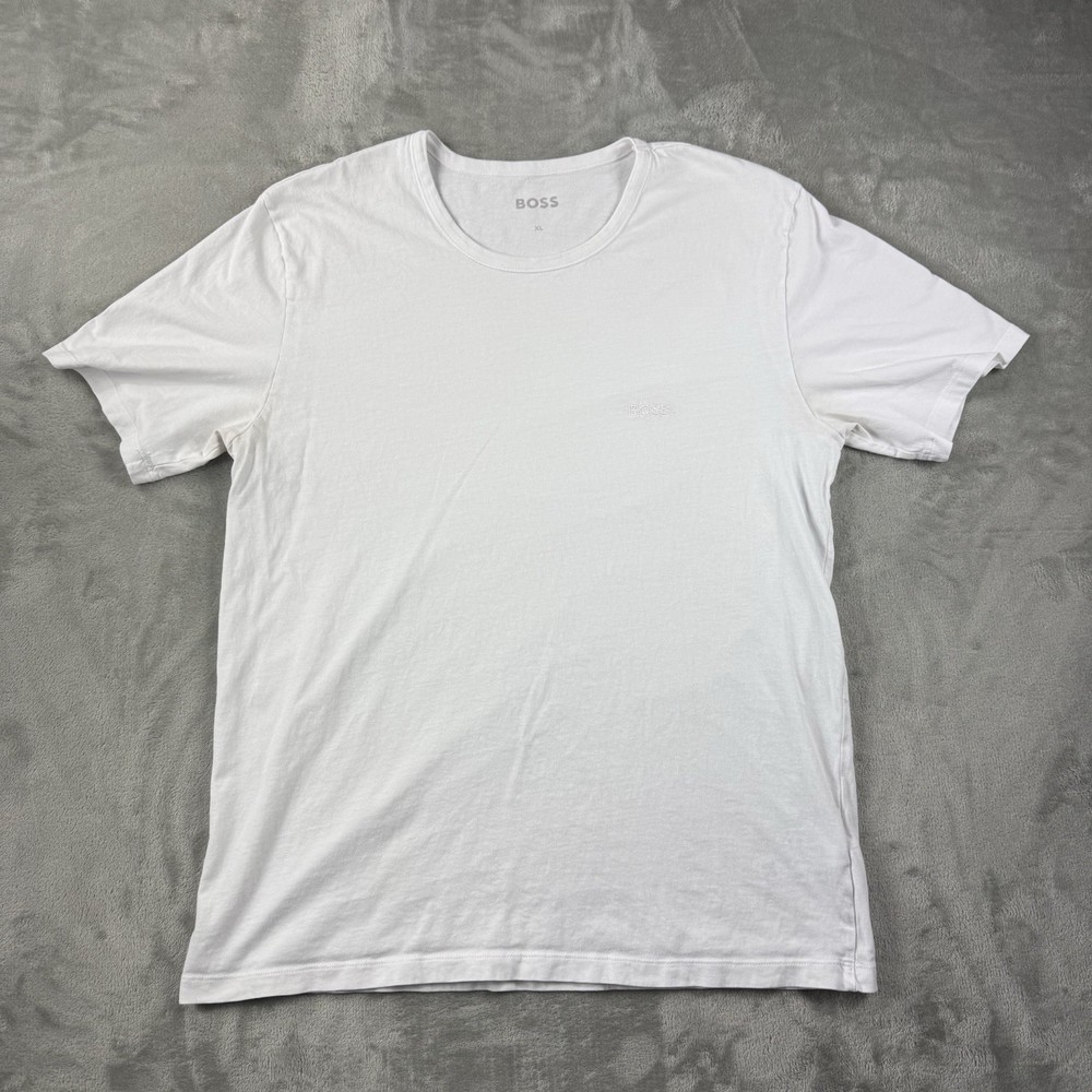 Hugo Boss White Crew Neck T Shirt Men’s XL Slim Fit Cotton Logo Tee