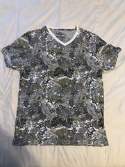 American Rag T-Shirt Mens Large Floral Palm Short-Sleeve Crew-Neck Cotton Blend