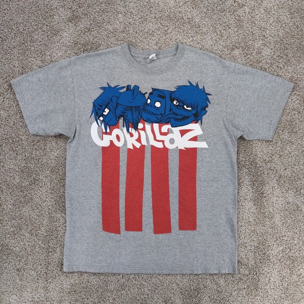 Gorillaz T Shirt Mens Large Grey Short Sleeve 2011 Graphic Band Tee Rock Music