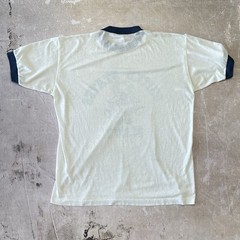True Vintage 1970s US NAVY Ringer T-shirt Thrashed Paper Thin Bill the Goat