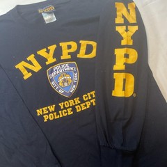 NYPD Mens Long Sleeve Police T-Shirt Navy Yellow Officially Licensed Large 134