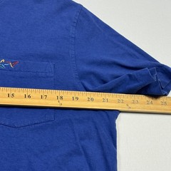Greg Norman Shirt Mens Medium Blue Pocket Shark Logo Cotton Tee Golf Crewneck
