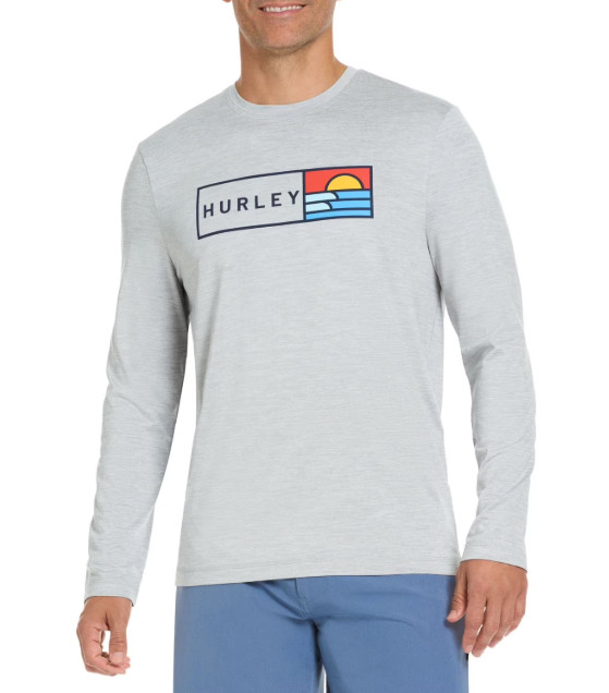 Hurley Men’s Sunny Side Hybrid Stretch UV T-Shirt-Gray/Multicolor-Size Small-NWT