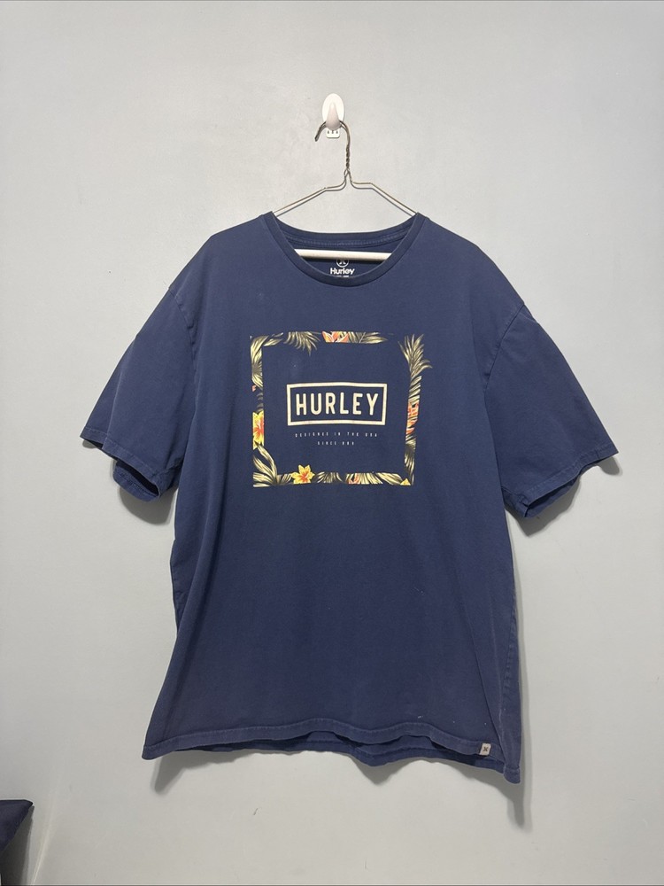 Hurley T-Shirt Men’s Xl Floral Botanical Hawaiian Island Surf Beach Casual